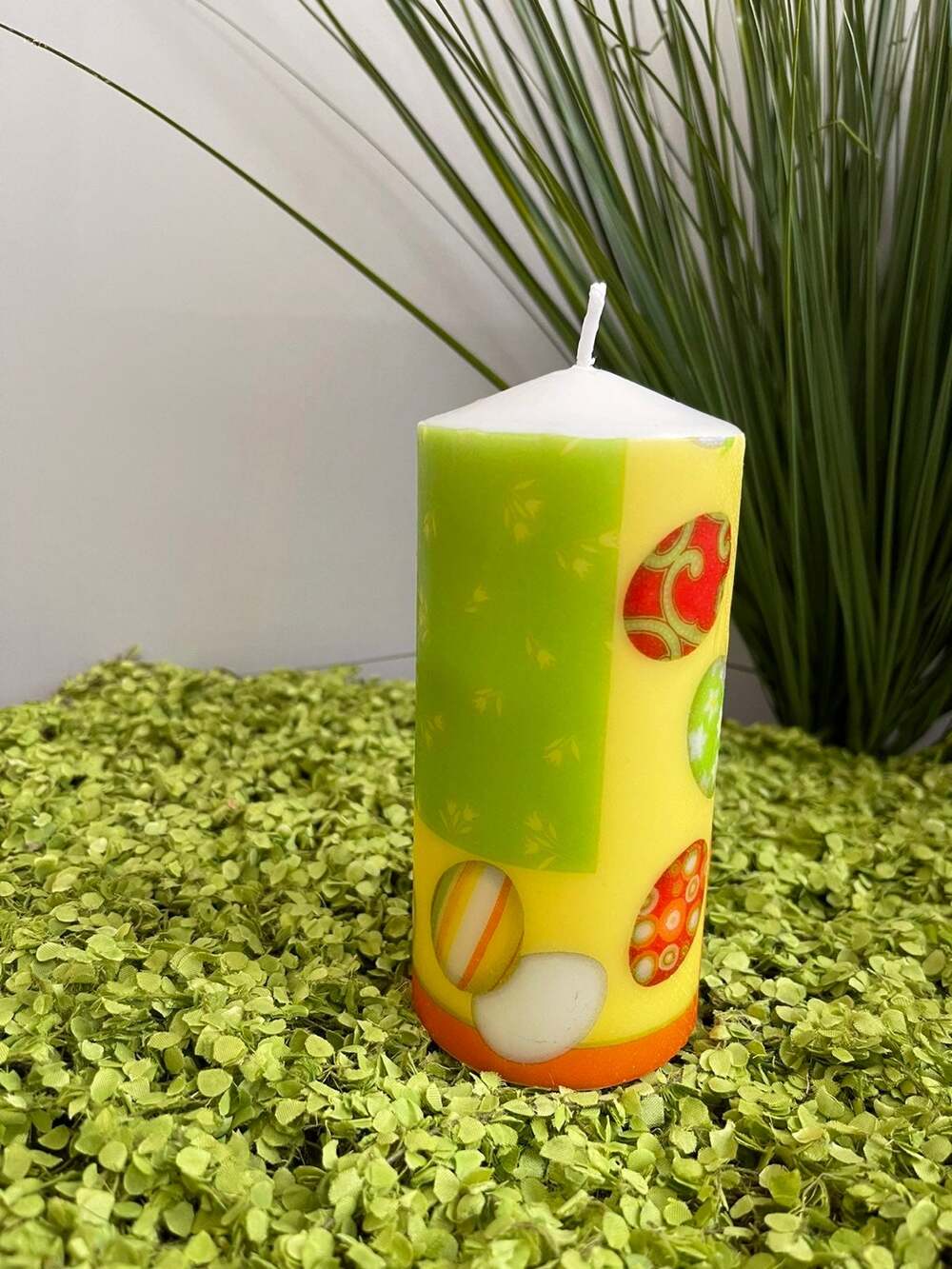 Hand decorated Cute Easter candle